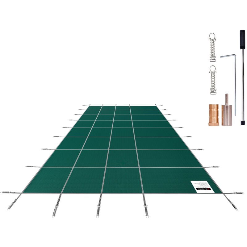 Mophorn - Couverture de sécurité pour piscine rectangulaire 16 x 36 pieds pour piscines creusées, maille avec trous de drainage, couverture de