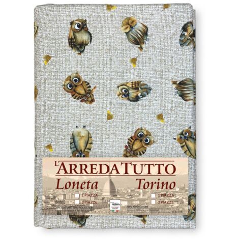 COUVERTURE DE SERVIETTE DE MEUBLES tous LES LITS DE GRAND FOULARDPREAD coverdivano tissu DIGITY OWLs gufetti beige en coton pur 1 PLACE