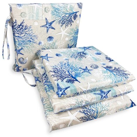 COUVERTURE DE SIÈGE SOUPLE LONETA TISSU MER MARINO CORALS COUSSIN DE CHAISE BLEU