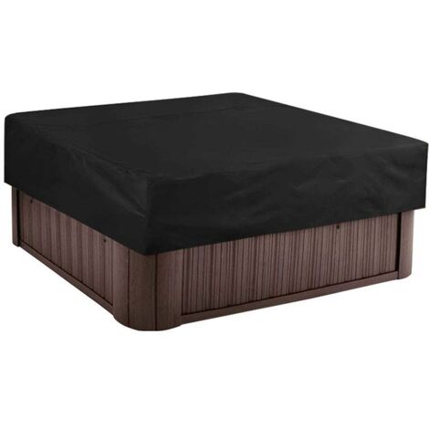 Couverture de spa extérieure couverture de bain à remous carrée couverture de spa imperméable tissu polyester 190t noir, 215x215x30cm