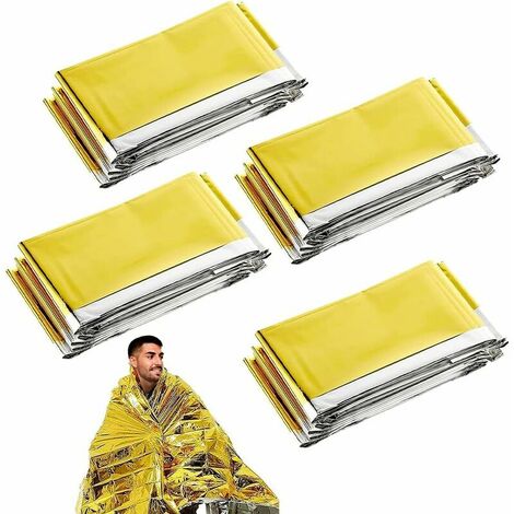 Couverture de Survie Imperméable4, Couverture de Sauvetage Extérieure de Survie, Couverture Portable d'urgence, Couvertures Thermiques d'urgence, Plein Air, Randonnée, Camping, 160210cm