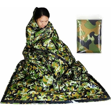 Couverture de Survie Reutilisable Sac de Couchage de Survie pour équipement de Survie pour la Randonnée Chasse Camping Activités de Plein Air Gardez au Chaud