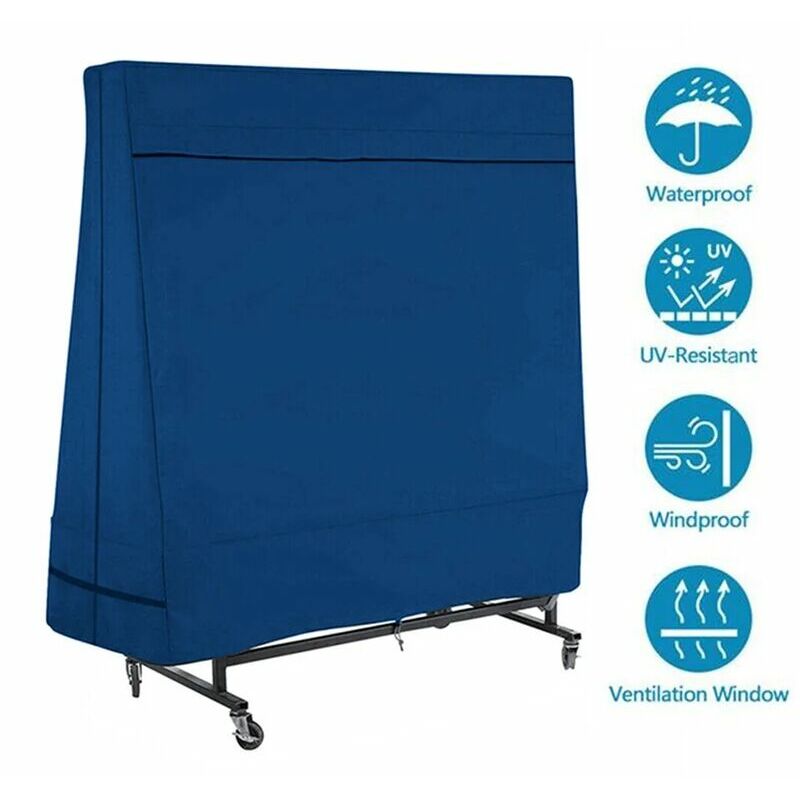 Ensoleille - Couverture de table de tennis de table en plein air Housse de protection anti-poussière imperméable à l'eau (bleu)