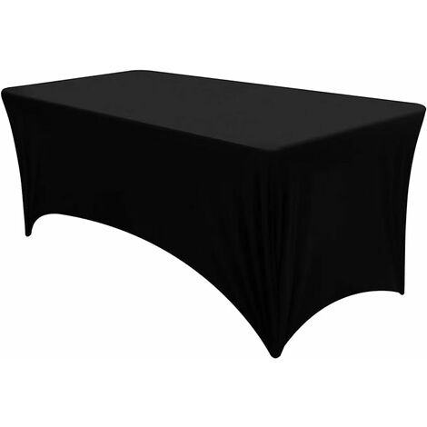Couverture de Table Élastique Activités de Mariage en Plein Air Nappe Élastique Rectangulaire Couverture de Table de Cocktail Noir et Blanc (Noir) 6FT (1837676cm)