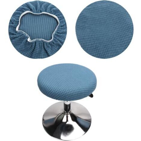 Couverture de tabouret rond 30-40 cm élastique lavable entretien facile douce durable pour pouf rond ou carré (1 pièce bleue)