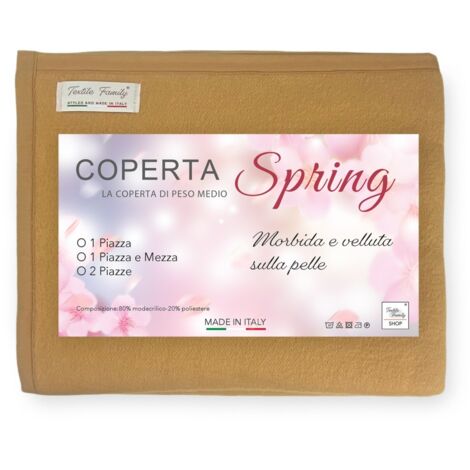 COUVERTURE D'ÉTÉ LÉGÈRE PRINTEMPS Poids moyen Modacrylique MADE IN ITALY Noisette 1 PLACE