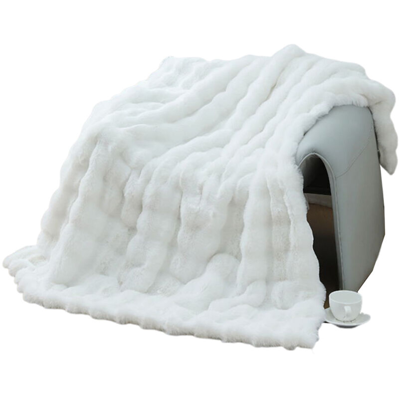 Couverture d'hiver épaisse en velours à bulles, couverture peluche épaisse douce comme un lapin, couverture pour canapé de bureau