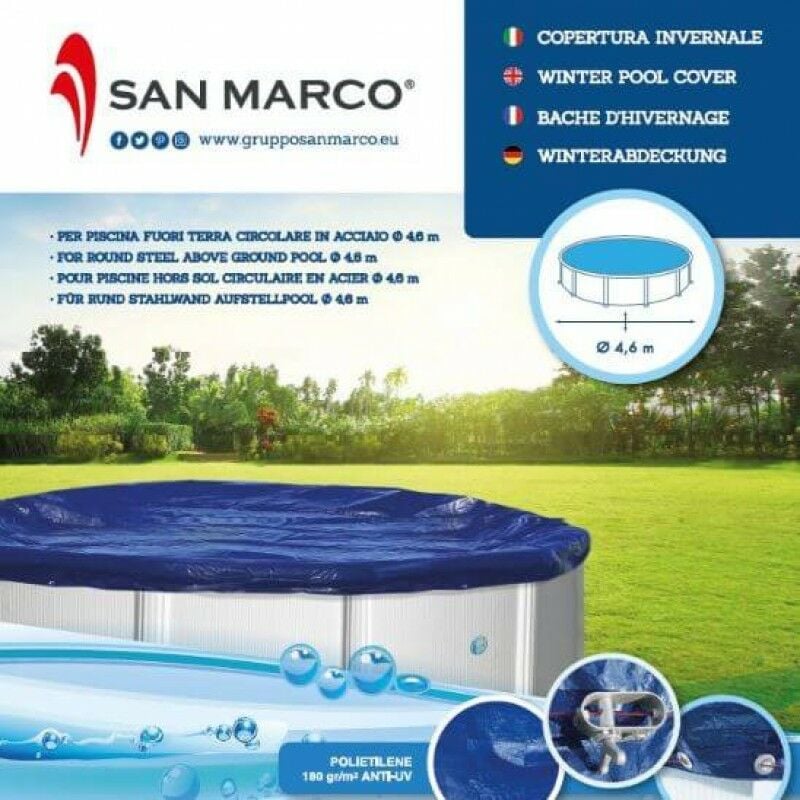 San Marco - Couverture d'hiver pour piscine hors sol ronde de 460 cm