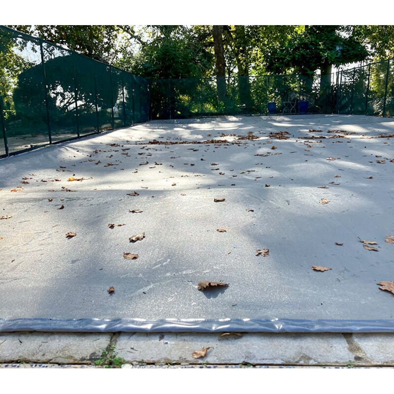 Couverture d&#039;hivernage (grille) à sangle pour piscine Couleur: Gris - Dimension: 6.50 x 12.50 m - Gris