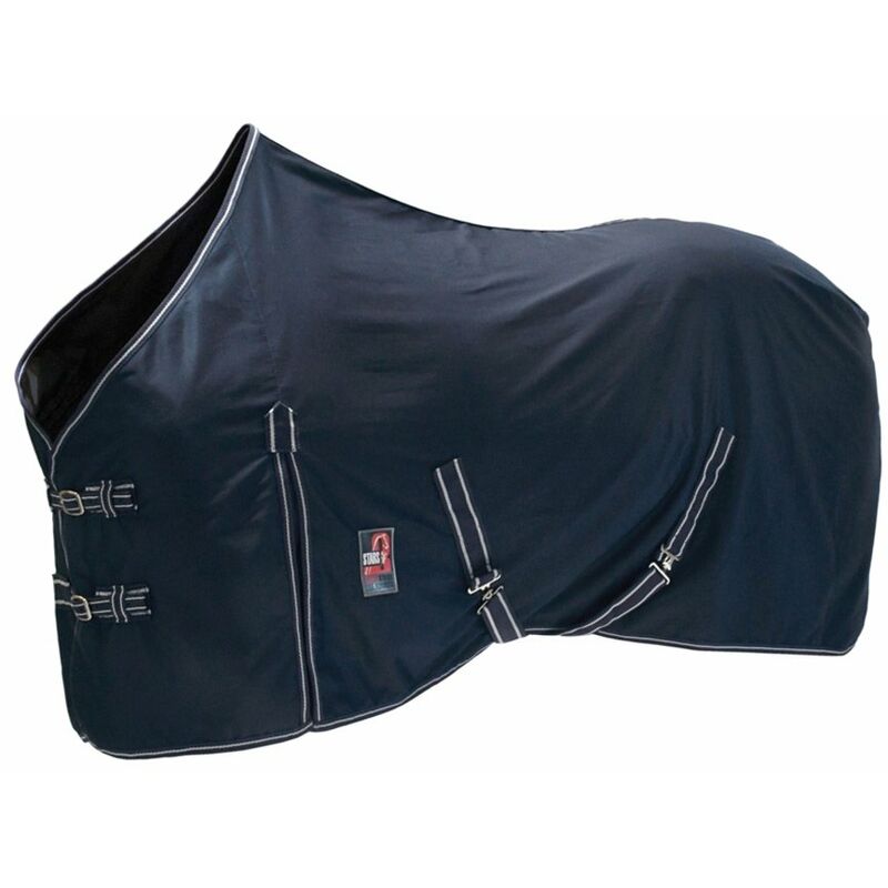 155 cm, blu: Couverture doublée de coton avec tissu extérieur en polyester durable avec fentes latérales et sangles élastiques