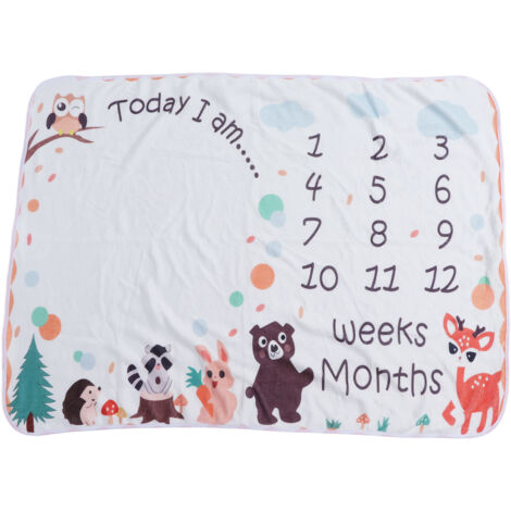 Couverture Douce Animaux pour Nouveau-né - Tissu Photo Mensuelle Bébé, Idéal Événements et Progression Enfant