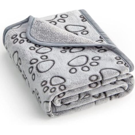 Couverture douce de haute qualité, lavable, 76 x 104cm, produit essentiel pour les chiots, cadeaux de Noël pour chiens (Gris).