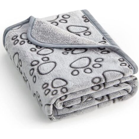Couverture douce de haute qualité, lavable, 76 x 104cm, produit essentiel pour les chiots, cadeaux de Noël pour chiens (Gris).
