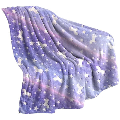 Couverture douce pour enfants motif licorne – Plaid lumineux 150 × 200 cm