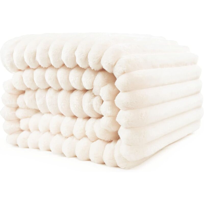 Couverture douillette, couvre-lit/couverture de canapé chaude et moelleuse pour maman, femme et petite amie, 150 x 200 cm, beige