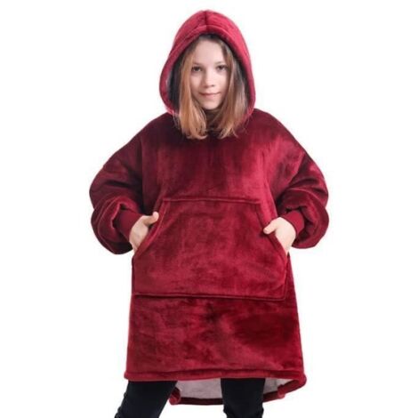 COUVERTURE - EDREDON - PLAID Huggle Hoodie Robe à Capuche Spa Peignoir Sweat-Shirt Molleton Pullover CouvertureEnfantGarçonFille
