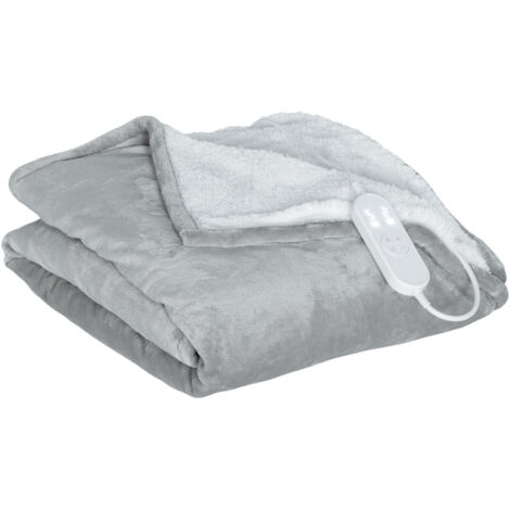 Couverture électrique 180x130 cm 10 niveaux de température Minuterie de lavage en machine, écran LED gris