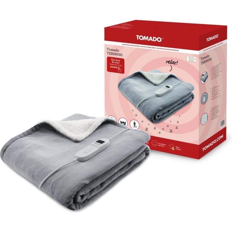 Tomado - Couverture électrique Top 180x130 cm Gris/Blanc