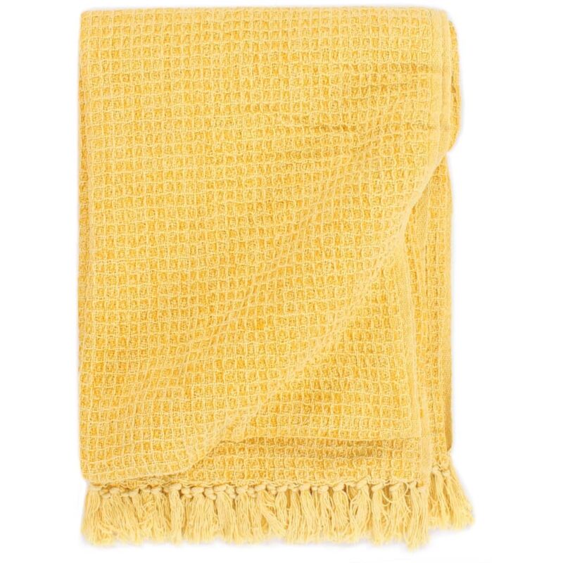 Couverture en coton 125 x 150 cm Jaune moutarde Vidaxl