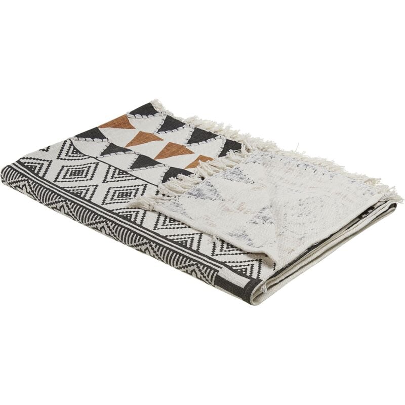 Beliani - Couvre-Lit en Coton Multicolore à Motif Géométrique de Style Rustique Boho Très Doux Proddatur