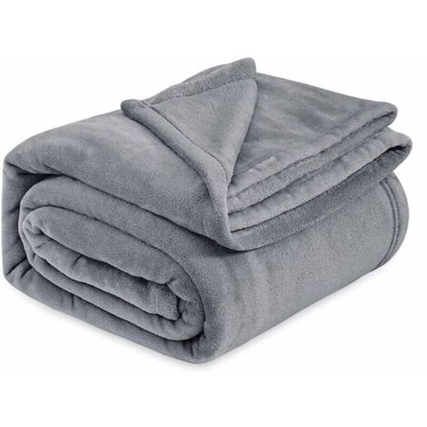 Couverture en flanelle microfibre, plaid pour canapé, 180 x 200 cm, 800 g, gris foncé, couverture pour lit double/canapé, grande taille, chaude et douce en fausse fourrure
