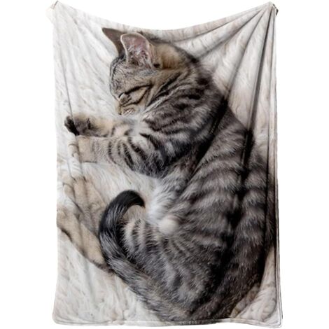 Couverture en Flanelle Motif Chat pour canapé et lit -