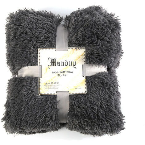 Couverture en fourrure longue super douce en fausse fourrure shaggy légère et chaude confortable en peluche moelleuse couverture décorative pour canapé lit chaise 51''x 63''