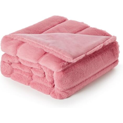 Couverture en fourrure pour canapé, couverture d'hiver épaisse et douce en peluche pour canapé, chambre à coucher, salon, 130 x 160 cm, Rose