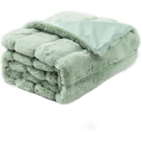 Couverture en fourrure pour canapé, couverture d'hiver épaisse et douce en peluche pour canapé, chambre à coucher, salon, 130 x 160 cm, Vert