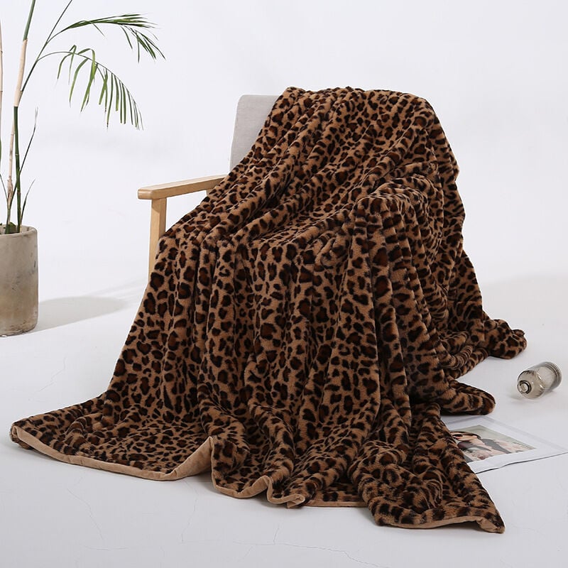 couverture en molleton de luxe sherpa, ultra douce et chaude brillante dans la lumière couverture en peluche légère pour lit sofa canapé-lit, léopard
