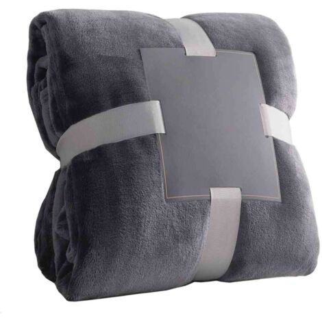 Couverture en peluche extra épaisse et moelleuse - Couverture chaude 500 g/m² pour lit queen, idéale pour l'hiver, l'automne, le canapé et le lit (Gris foncé, 229 x 229 cm)