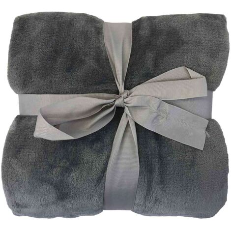 Couverture en peluche extra épaisse et moelleuse - Couverture chaude pour lit simple/double, idéale pour l'hiver, l'automne, le canapé et le lit (Gris foncé, 150 x 200 cm)