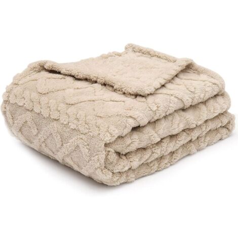 Couverture en polaire Sherpa de 177,8 x 203,2 cm super douce, moelleuse, chaude, confortable, en peluche, floue pour canapé, salon, lit, accessoires toutes saisons