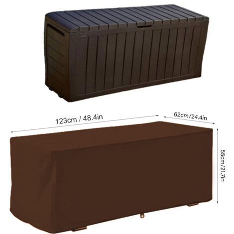 Couverture étanche et anti-UV pour coffre de jardin, Oxford 210D, Marron, 123x62x55cm avec sac de rangement