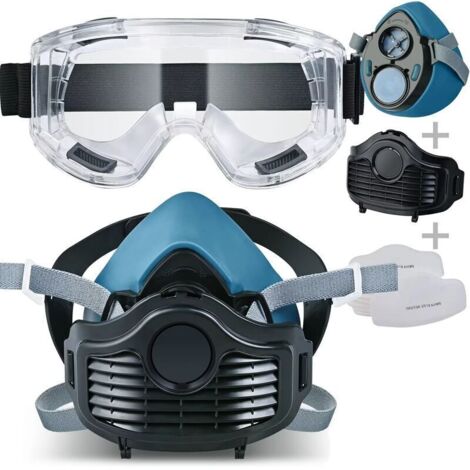 Couverture Faciale Anti Poussière, Kit de Couverture pour peinture, poussière, particules, polissage, soudage et décoration, Lunettes de Protection Avec 10 filtres en coton