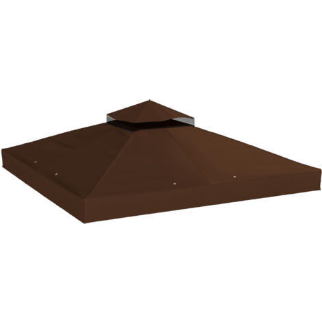 Couverture gazebo jardin 3x3 m UPF30+ 2 niveaux polyester marron