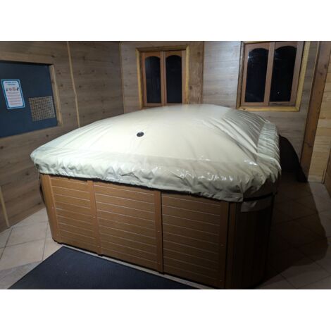 Couverture gonflable Sp'Ump pour Spa Extérieur - Spa Supérieur à 2,6m x 2,6m - Bâche Sable - POOLCO