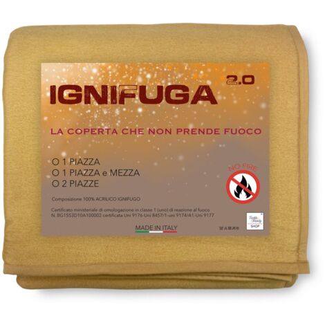 COUVERTURE IGNIFUGE IGNIFUGE IGNIFUGE CLASSE 1 HOMOLOGUÉE FABRIQUÉE EN ITALIE 1 CARRÉ ET DEMI