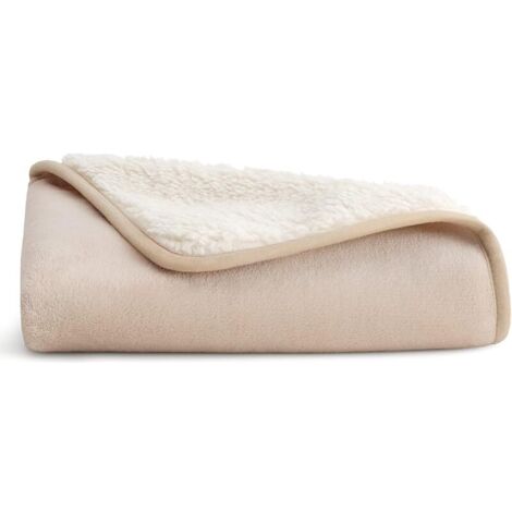 Couverture imperméable lavable pour chien - 80 x 60 cm - Couverture polaire pour petits chiens et chats d'intérieur - Protection personnalisée pour lit et canapé - Avec peluche douce - Crème