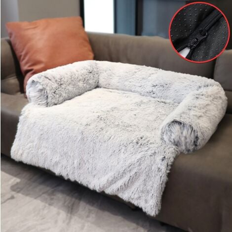 Couverture imperméable pour animaux de compagnie pour chiens et chats La couverture en peluche douce pour animaux de compagnie protège les canapés, les chaises et les lits des taches, gris （76*76*15cm）