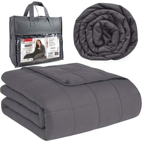 Couverture lestée, couverture sensorielle anti-stress 150 x 200 cm, 6,8 kg, Gravity 6 + sac