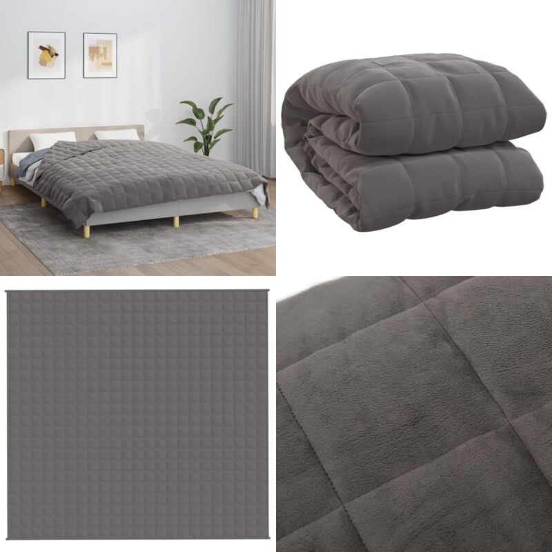 Vidaxl - Couverture lestée Gris 220x240 cm 15 kg Tissu - Couverture Lestée - Couverture Poids - Literie - Sommeil Profond - Relaxation - Home & Living