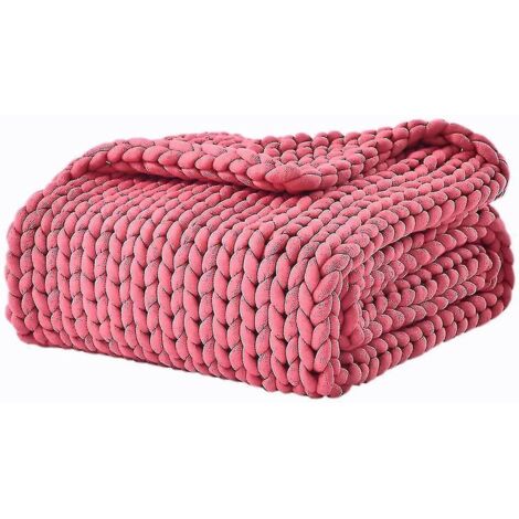 Couverture lestée rafraîchissante en tricot, jeté lesté en grosse maille fait main, rouge