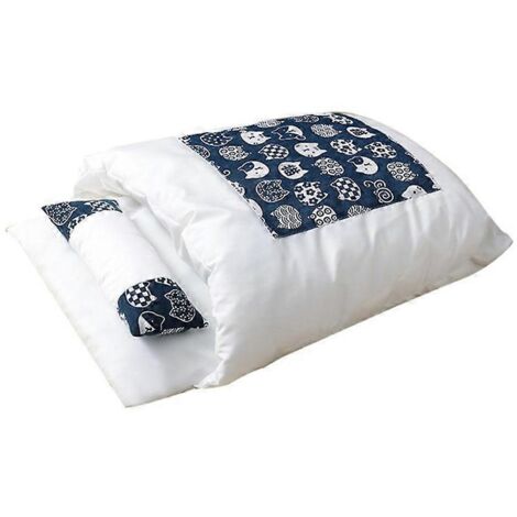 Couverture-lit-caverne pour chat, sac auto-chauffant avec coussin, cachette pour animaux, taille L, bleu.