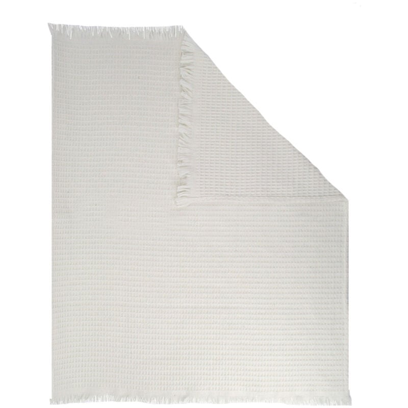 Couverture lit enfant tissu nid d'abeille Crème 80x100 cm