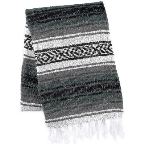 Couverture mexicaine artisanale tissée à la main, style serape, idéale pour la plage, le camping, les pique-niques et les activités de plein air (35 x 215 cm). Style bohème.