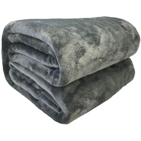 Couverture microflanelle 220x240 cm gris