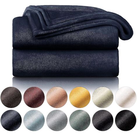 Couverture moelleuse et douce - Couverture de haute qualité, ultra douce en polaire, idéale comme jeté de canapé, couvre-lit ou plaid de salon - 150 x 200 cm - Bleu océan