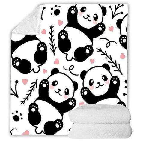 Couverture Panda en peluche polaire sherpa, cadeau panda pour filles, douce et chaude, couverture en peluche panda pour enfants et adultes, toutes mers