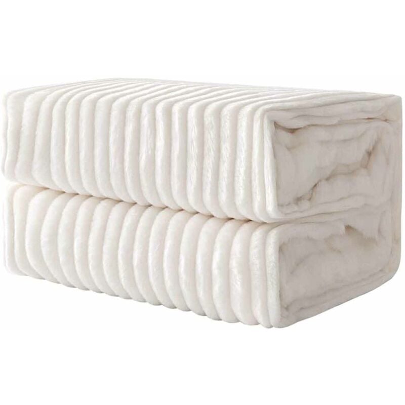 Couverture Plaid Canapé Polaire 150 x 200cm Beige Plaid pour Canapé Couverture Polaire Epaisse Moelleuse Douce Et Chaude